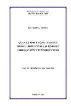 Luận án quản lý hoạt động giáo dục phòng, chống xâm hại tình dục cho học sinh trung học cơ sở