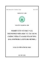 Luận án nghiên cứu đặc điểm thực vật, thành phần hóa học và tác dụng chống viêm của loài tỏa dương (balanophora laxiflora hemsl.)