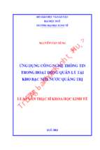 Ứng dụng công nghệ thông tin trong hoạt động quản lý tại kho bạc nhà nước quảng trị