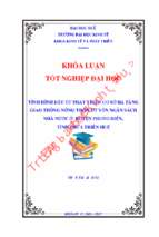 Tình hình đầu tư phát triển cơ sở hạ tầng giao thông nông thôn từ vốn ngân sách  nhà nước ở  huyện phong điền, tỉnh thừa thiên huế