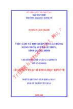 Việc làm và thu nhập cho lao động nông thôn huyện lệ thủy, tỉnh quảng bình