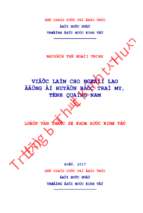 Việc làm cho người lao động ở huyện bắc trà my, tỉnh quảng nam