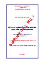 Việc làm và thu nhập của lao động nông thôn huyện quảng ninh   tỉnh quảng bình