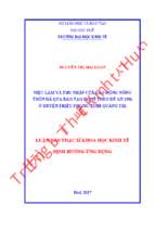 Việc làm và thu nhập của lao động nông thôn đã qua đào tạo nghề theo đề án 1956 ở huyện triệu phong, tỉnh quảng trị