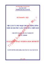 Việc làm và thu nhập cho lao động nông thôn huyện phú vang tỉnh thừa thiên huế