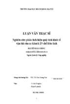 Nghiên cứu phân tích hiệu quả tính kinh tế vận tải của xe khách 29 chỗ liên tỉnh