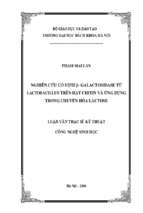 Nghiên cứu cố định b galactosidase từ lactobacillus trên hạt chitin và ứng dụng trong chuyển hóa lactose 273768