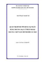 Quản trị rủi ro tín dụng tại ngân hàng thương mại cổ phần ngoại thương việt nam chi nhánh cần thơ