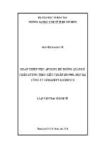 Hoàn thiện việc áp dụng hệ thống quản lý chất lượng theo tiêu chuẩn iso 90012015 tại công ty gemadept logistics
