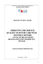 Improving the service quality of donor care with monthly donors  a study of the non profit organization in ho chi minh city, vietnam