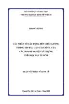 Các nhân tố tác động đến chất lượng thông tin báo cáo tài chính của các doanh nghiệp xây dựng trên địa bàn tp. hcm