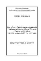 Tác động của rủi ro thanh khoản và rủi ro tín dụng đến sự ổn định của các ngân hàng thương mại cổ phần tại việt nam
