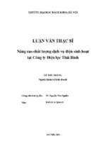 Nâng cao chất lượng dịch vụ điện sinh hoạt tại công ty điện lực thái bình