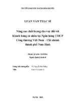 Nâng cao chất lượng cho vay đối với khách hàng cá nhân tại ngân hàng tmcp công thương việt nam   chi nhánh thành phố nam định 319828