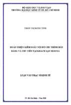 Hoàn thiện kiểm soát nội bộ chu trình bán hàng và thu tiền tại khách sạn sedona