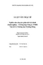 Nghiên cứu công tác phân tích tài chính doanh nghiệp   trường hợp công ty tnhh vận tải và thương mại trường hưng