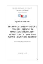 The production supervisor's poor performance in manufacturing solvent cements upvc at binh minh plastic joint stock company