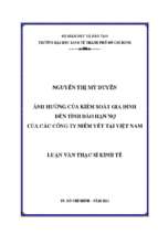 Ảnh hưởng của kiểm soát gia đình đến tính đáo hạn nợ của các công ty niêm yết tại việt nam