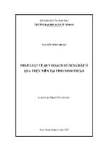 Pháp luật về quy hoạch sử dụng đất ở, qua thực tiễn tại tỉnh ninh thuận