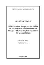 Nghiên cứu hoạt tính xúc tác của vật liệu xúc tác vàng từ vỏ trấu và oxit kim loại mox (m = mn, co) cho phản ứng oxi hóa co tại nhiệt độ thấp