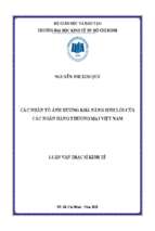 Các nhân tố ảnh hưởng khả năng sinh lời của các ngân hàng thương mại việt nam