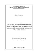 Các nhân tố tác động đến tính minh bạch thông tin trong báo cáo tài chính của cơ sở giáo dục nghề nghiệp công lập trên địa bàn thành phố hồ chí minh