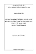 Mối quan hệ giữa hiệu quả đầu tư với chất lượng báo cáo tài chính và kỳ hạn nợ   bằng chứng thực nghiệm ở các doanh nghiệp việt nam giai đoạn 2009   2019
