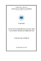 Các yếu tố ảnh hưởng đến rủi ro tín dụng trong các ngân hàng thương mại cổ phần việt nam