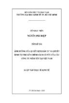 Ảnh hưởng của quyết định đầu tư và quyết định tài trợ lên chính sách cổ tức của các công ty niêm yết tại việt nam