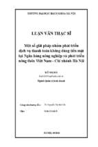 Một số giải pháp nhằm phát triển dịch vụ thanh toán không dùng tiền mặt tại ngân hàng nông nghiệp và phát triển nông thôn việt nam   chi nhánh hà nội