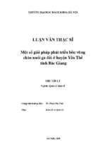 Một số giải pháp phát triển bền vững chăn nuôi gà đồi ở huyện yên thế, tỉnh bắc giang