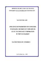 Influence of promotion on consumer purchasing decision of un899(dinch) at upc technology corporation in vietnam market