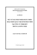 Một số giải pháp nhằm hoàn thiện hoạt động quản trị kênh phân phối tại công ty tnhh mtv thuốc lá đồng tháp