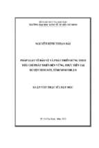 Pháp luật về bảo vệ và phát triển rừng theo tiêu chí phát triển bền vững, thực tiễn tại huyện ninh sơn, tỉnh ninh thuận