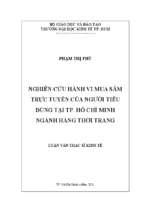 Nghiên cứu hành vi mua sắm trực tuyến của người tiêu dùng tại tp. hồ chí minh ngành hàng thời trang