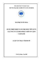 Hoàn thiện định vị giá trị nhân viên (evp) tại công ty cổ phần phát triển du lịch cam ranh