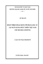 Hoàn thiện hoạt động tín dụng đầu tư tại ngân hàng phát triển việt nam chi nhánh lâm đồng