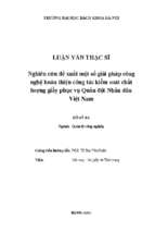 Nghiên cứu đề xuất các giải pháp công nghệ hoàn thiện công tác kiểm soát chất lượng giầy phục vụ quân đội nhân dân việt nam