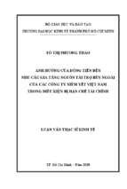 Ảnh hưởng của dòng tiền đến nhu cầu gia tăng nguồn tài trợ bên ngoài của các công ty niêm yết việt nam trong điều kiện bị hạn chế tài chính