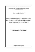 Đánh giá hiệu quả hoạt động của công đoàn tại các khu công nghiệp tỉnh tây ninh thực trạng và giải pháp