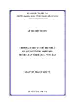 Chính sách cho vay hỗ trợ nhà ở đối với người thu nhập thấp trên địa bàn tỉnh bà rịa   vũng tàu