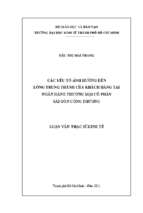 Các yếu tố ảnh hưởng đến lòng trung thành của khách hàng tại ngân hàng thương mại cổ phần sài gòn công thương