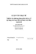 Nghiên cứu phương pháp phân tích sự cố áp dụng cho trạm biến áp thuộc lưới điện truyền tải