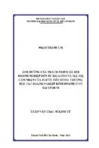 Ảnh hưởng của trách nhiệm xã hội doanh nghiệp đến sự hài lòng và giá trị cảm nhận của người tiêu dùng trường hợp các doanh nghiệp kinh doanh ôtô tại tp.hcm