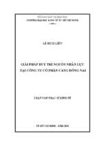 Giải pháp duy trì nguồn nhân lực tại công ty cổ phần cảng đồng nai