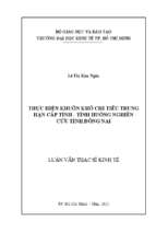 Thực hiện khuôn khổ chi tiêu trung hạn cấp tỉnh   tình huống nghiên cứu tỉnh đồng nai