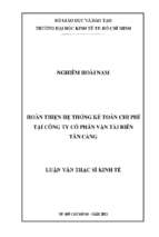 Hoàn thiện hệ thống kế toán chi phí tại công ty cổ phần vận tải biển tân cảng