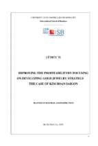 Improving the profitability by focusing on developing gold jewelry strategy the case of kim hoan saigon