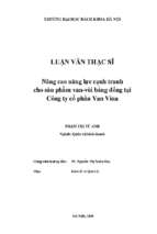 Nâng cao năng lực cạnh tranh cho sản phẩm van vòi bằng đồng tại công ty cổ phần van vina