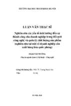 Nghiên cứu các yếu tố ảnh hưởng đến sự thành công của doanh nghiệp trong đổi mới công nghệ và quản lý chất lượng sản phẩm (nghiên cứu tại một số doanh nghiệp sản xuất hàng hóa quốc phòng)